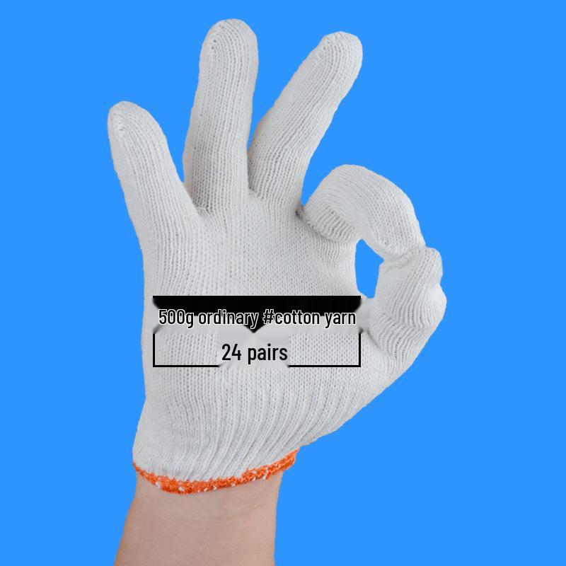 Men's Durable White Cotton Nylon Work Gloves for Construction