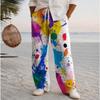 Men's 3D Multi-Colored Printed Baggy Casual Trousers,  Elastic Drawstring Waist with Pockets, for Spring Summer Home Outdoor Vacation