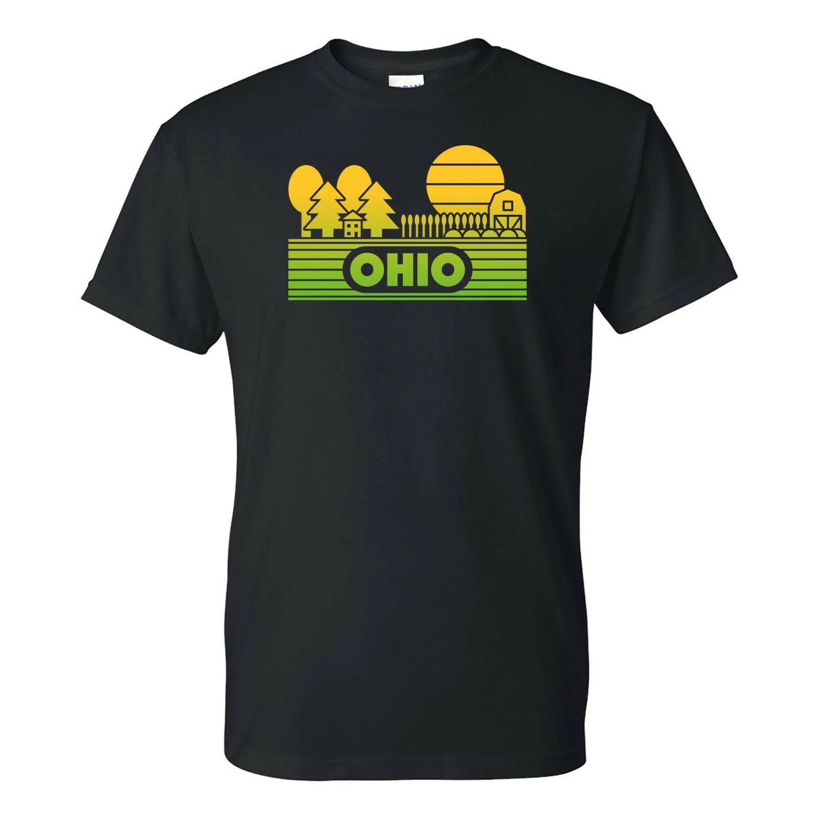 Ohio Groovy Sunset - Landscape Vacation Home State T Shirt - Black M