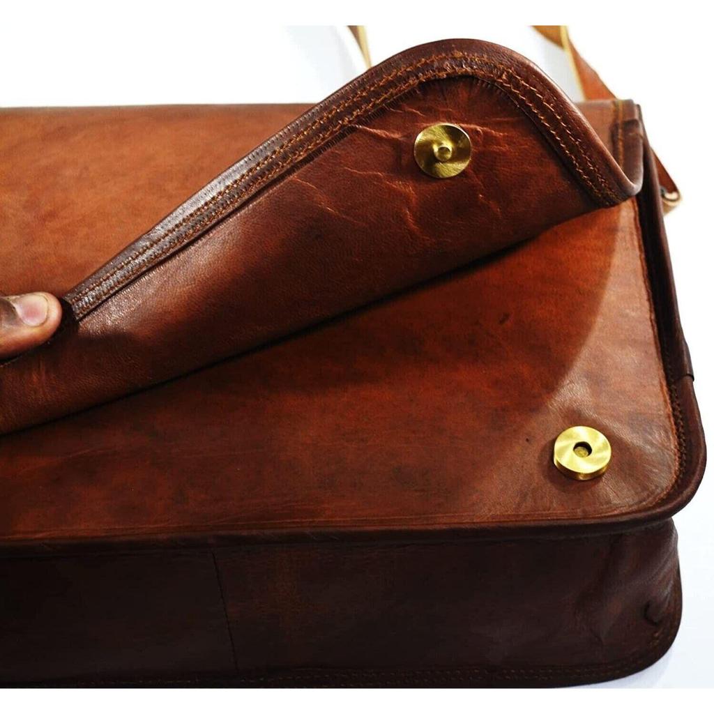 Vintage Herren Handtasche Schultertasche Ziegenleder Messenger Aktentasche Laptop