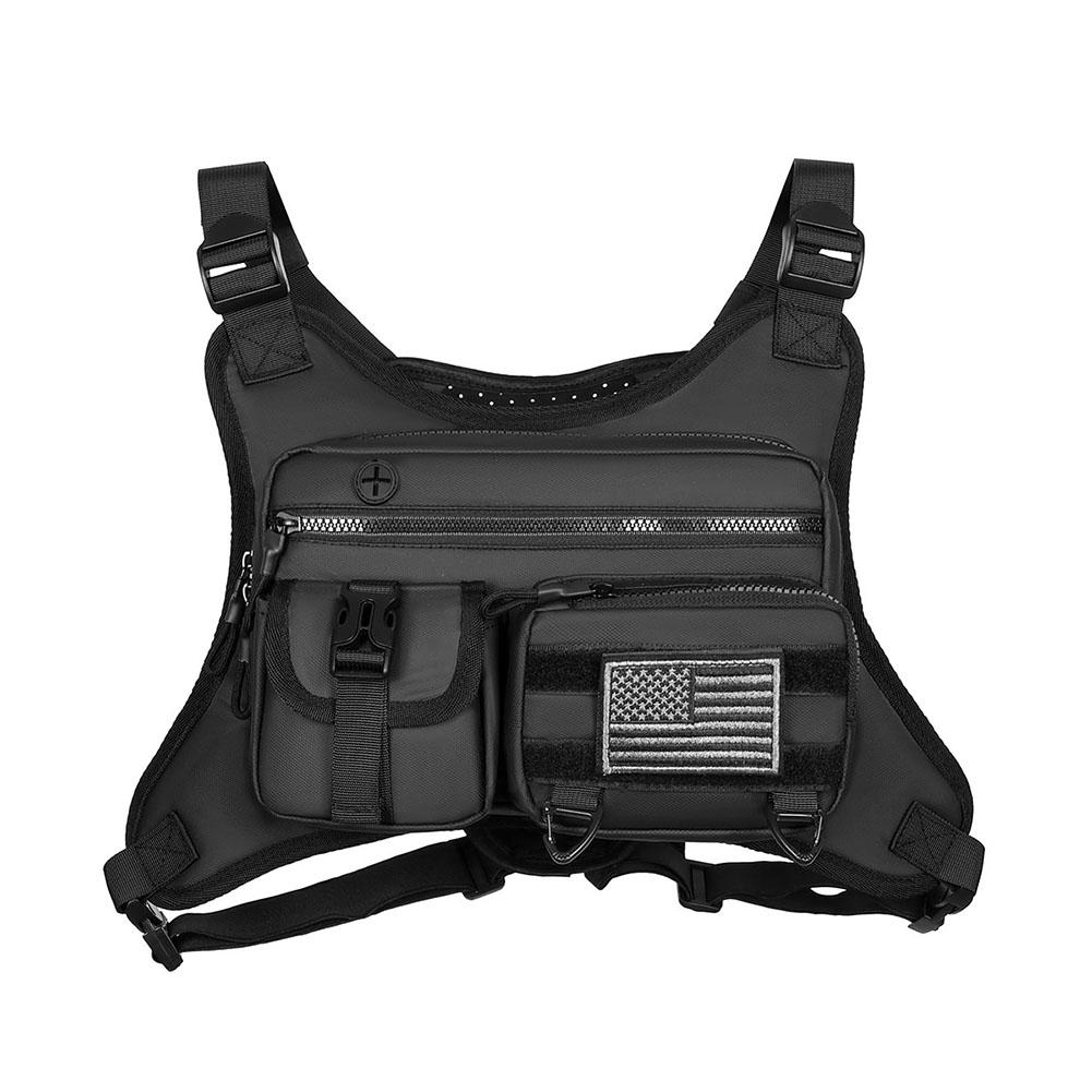 

Chest Bag For Men Women Multifunctional EDC Travel Chest Pack Adjustable Breathable Running Vest For Outdoor & Workouts чорний