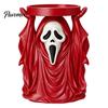 Dark Aesthetic Candle Base Halloween Grim Reaper Holder, Spooky Screaming Ghost Candlestick Tealight Unique Holiday Gift Table Centerpiece for Indoor
