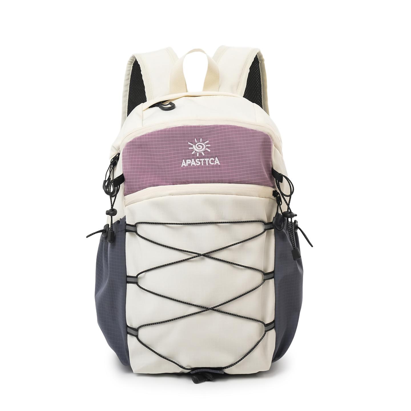 Color Block Hiking Backpack with Multiple Pockets Lightweight Outdoor Travel Bag for Men and Women