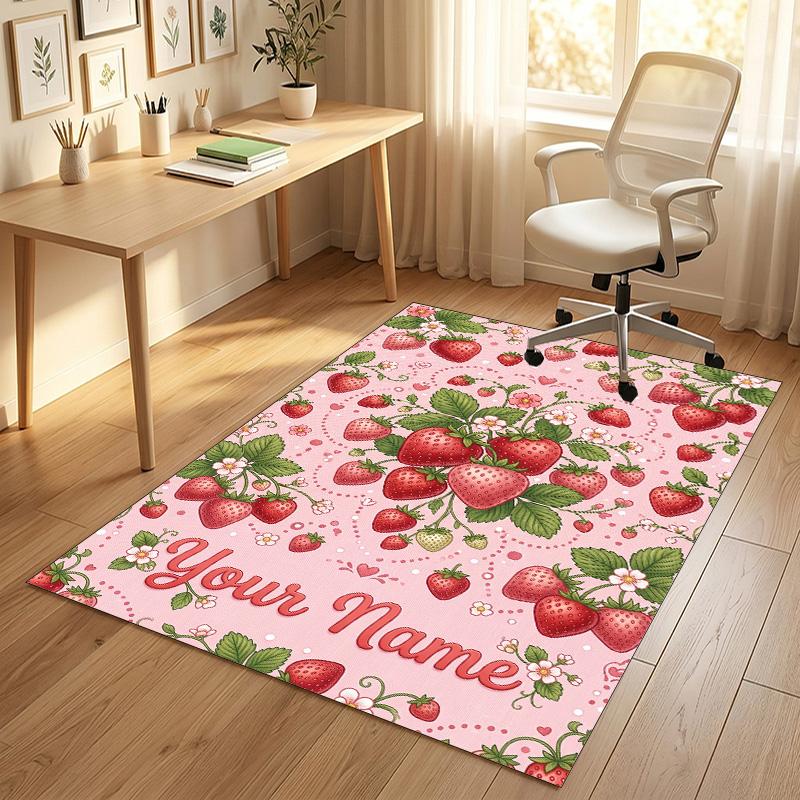 Floral Garden Theme Crystal Velvet Rug Personalized Custom Name Text Soft Floor Mat Home Decor