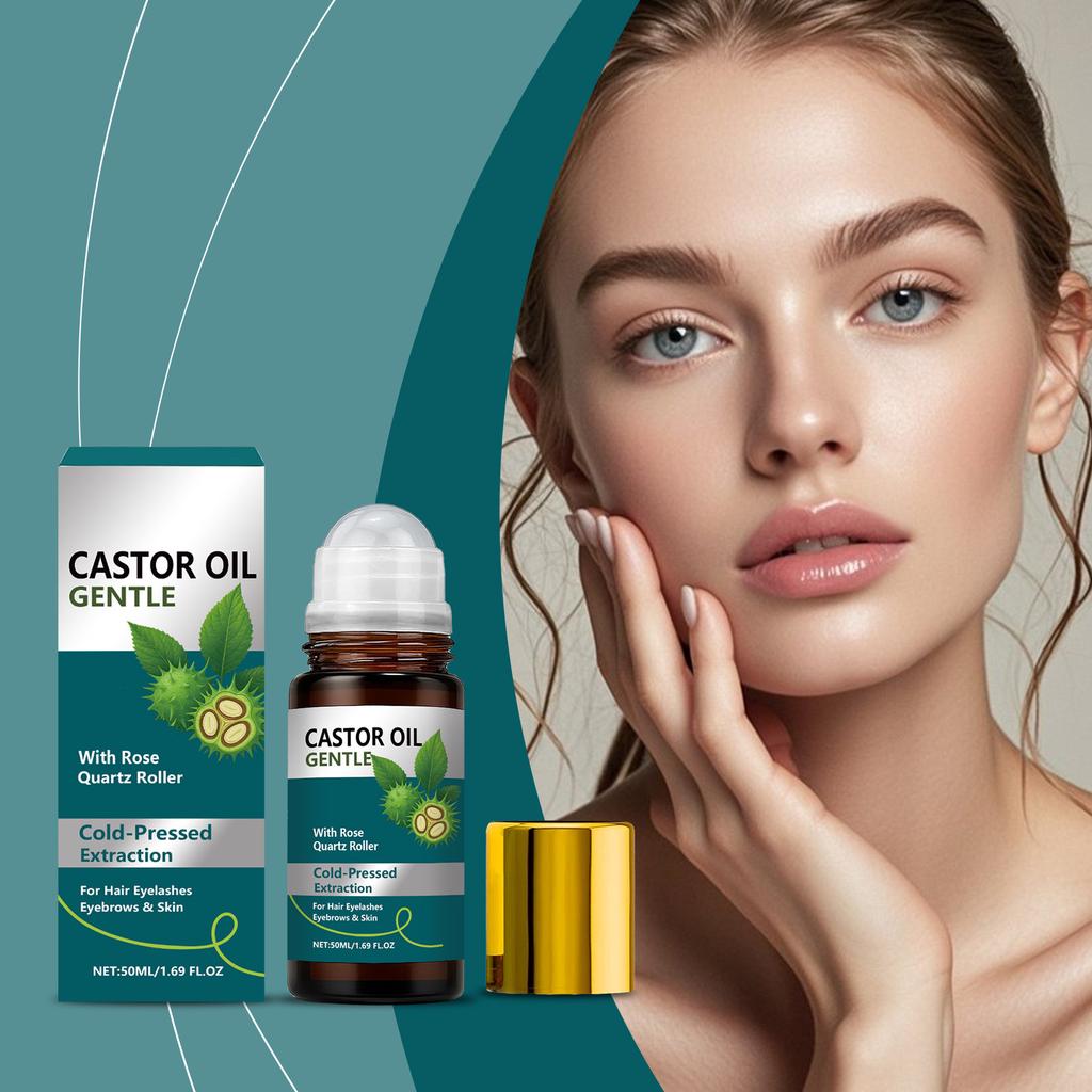Organic Castor Oil, Castor Oil Roller, For Hair Growth, Eyelashes, Eyebrows And Skin, Deep Moisturizing(50ml)