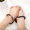 2 Pieces Natural Stone Beads Magnetic Bracelet Couple Connecting Bracelet Valentine's Day Gift for Couple Him and Her