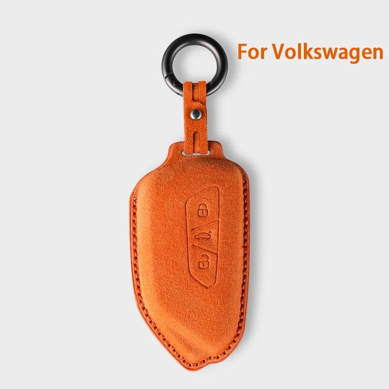 For VW Volkswagen Golf 8 Tuang X ID4 ID6 ID3 Talagon Lamando L Suede Remote Car Key Case Shell Keychain for VW Car Key