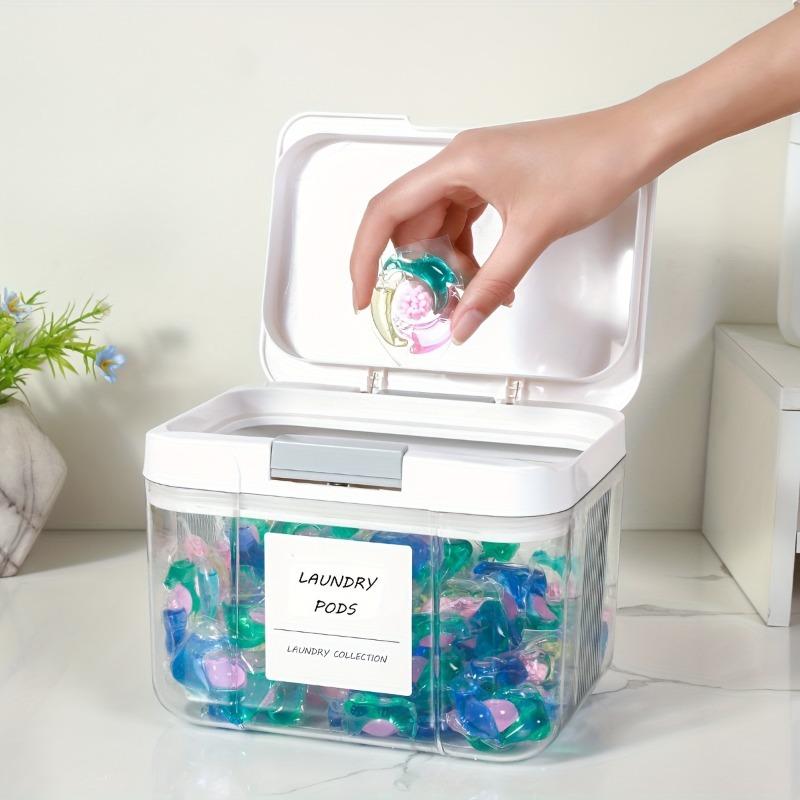 3pcs Large Capacity Laundry Pod Containers with Automatic Pop-Up Lid Sealed & Organized Laundry Room Storage Transparent Plastic