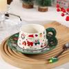 Cute Christmas Gift Mug with Dish Spoon Santa Claus Cup Dish Ceramic Cup Souvenir