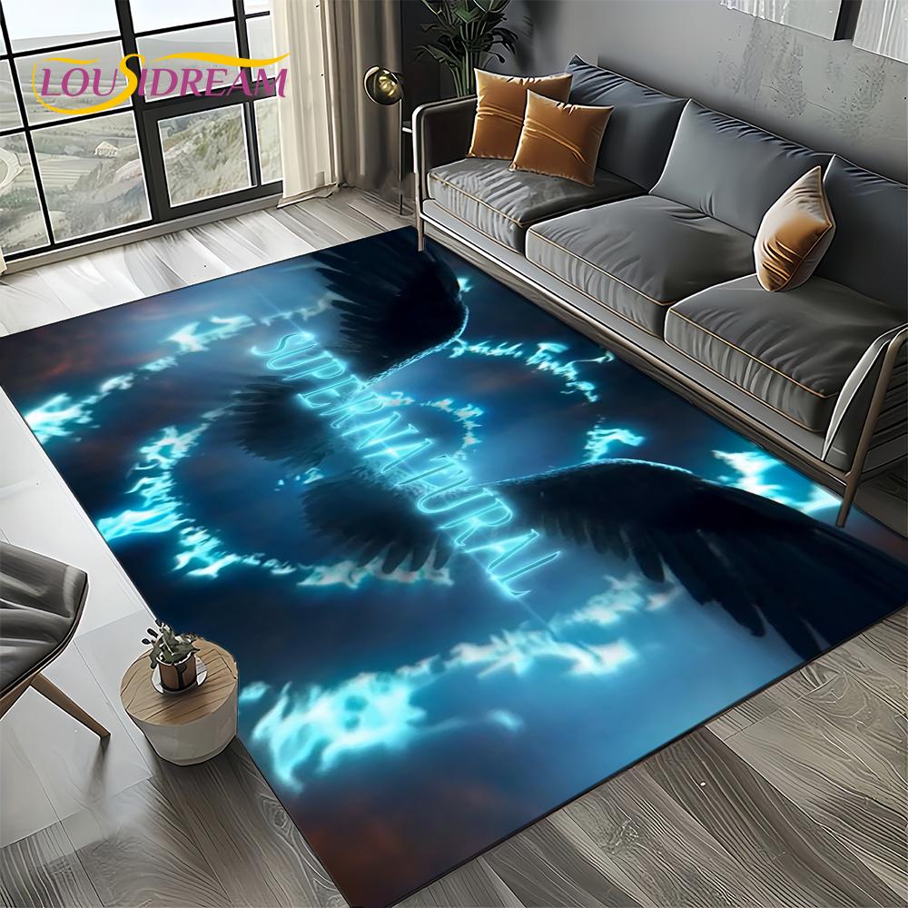 3D SPN Supernatural Sign Dean Sam Carpet Rug for Living Room Bedroom Home Sofa Decoration,Kids Play Area Rug Non-slip Floor Mat