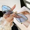 European and American style hip hop personalized sunglasses yellow metal full frame glasses hollow frame triangular cat eye women's sunglasses