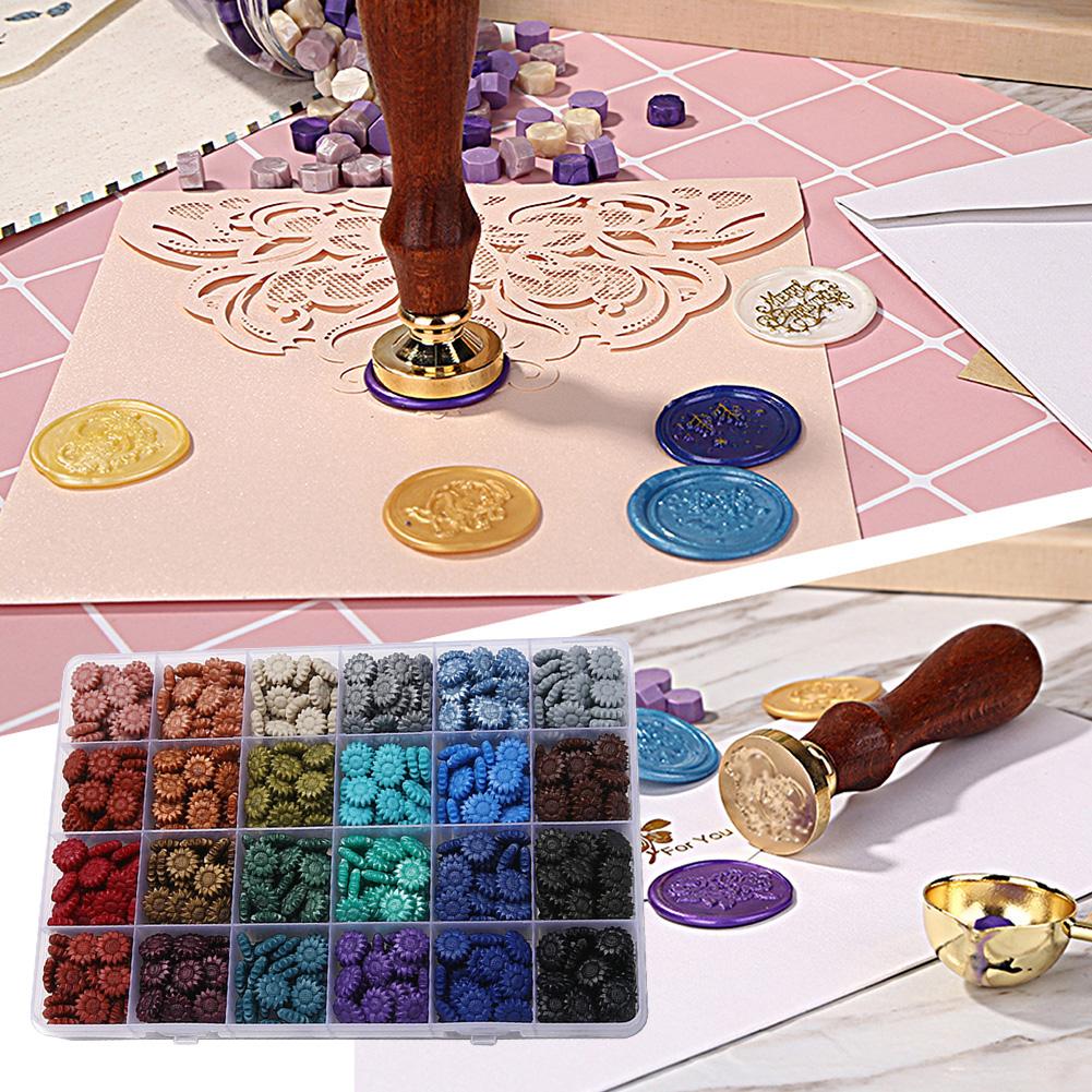 Sunflower Colorful Wax Particles Ornamental Seal Stamp Wax Beads Envelope Decorative Enamel Seal Wax Particles for DIY Scrapbook