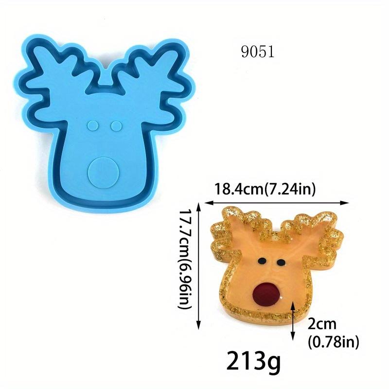 

Christmas Elk Tray Silicone Mold Cute Deer Head Nut Storage Tray Cement Mold Home Decoration DIY Terrazzo Plate Clay Mold синий