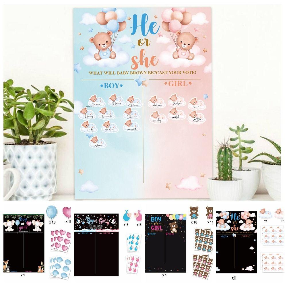With Stickers Gender Revealed Voting Game Paper He or She Poster Board Party