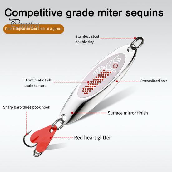 8Pcs 7/10/14/18G Fishing Spoon Lure with Sharp Hook Pike Bass Crappie Walleye Metal Spinner Sequin Jigging Swimbait Saltwater Freshwater Fishing