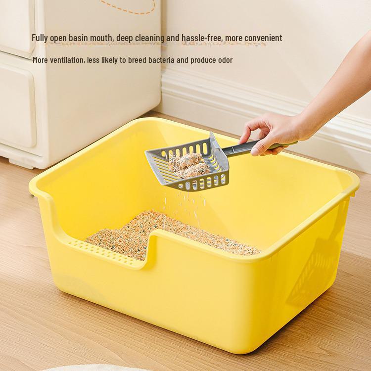 Extra Large Splash-Proof Open Cat Litter Box