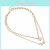 Gorgeous Alloy Double Layer Necklace With Pink Butterfly Charm Perfect For Stylish Women