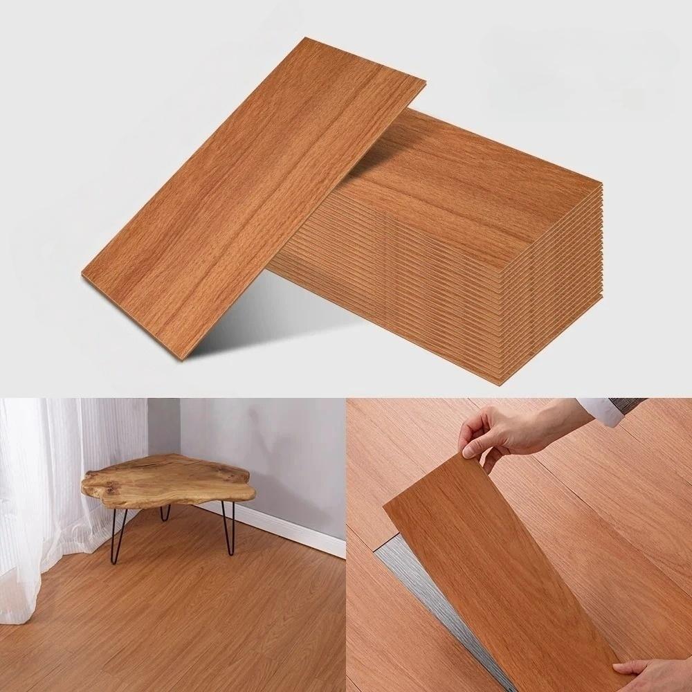 10pcs 40cmx15cm PVC Floor Stickers Self-adhesive Waterproof Thickened Wood Grain Floor Living Room DIY