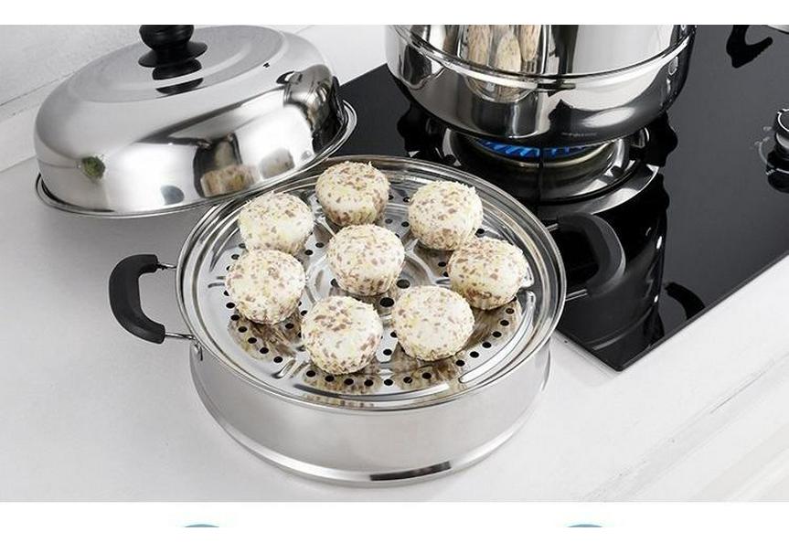 Pentola Vapore in Acciaio Inossidabile Multistrato per Piani Cottura a Induzione e a Gas - Ideale per Cuocere al Vapore Panini, Mantou e Pesce