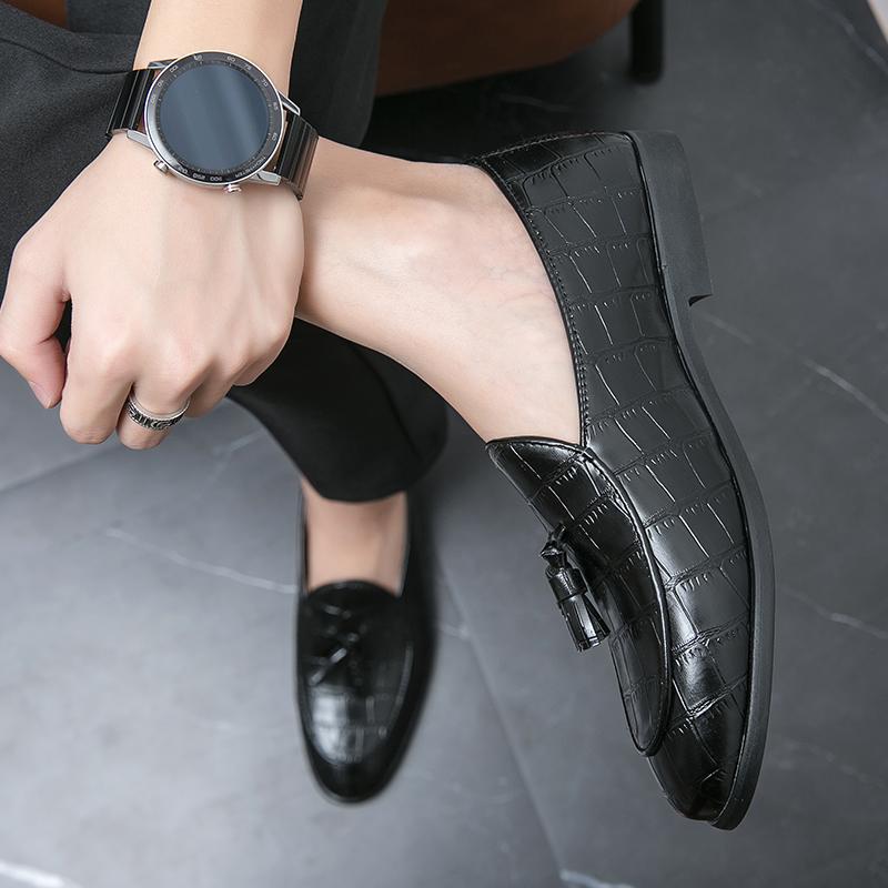 Pánské střapcové mokasíny Ležérní Business Kožené Boty Pánské S přezkou Čtvercová špička Společenské Kancelářské Baleríny Pánská Móda Svatba Párty mokasíny