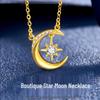 Vietnam Sand Gold Diamond Star & Moon Necklace – Gold-Plated Brass Pendant, Women's Minimalist Luxury Design
