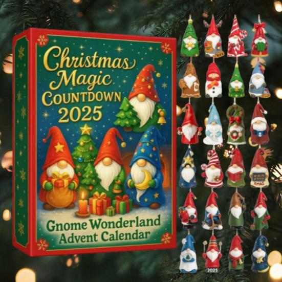 Gnome Advent Calendar Christmas Countdown Calendar with 24 Gnomes Festive Gnome Decorations for Kids Xmas New Year Gift