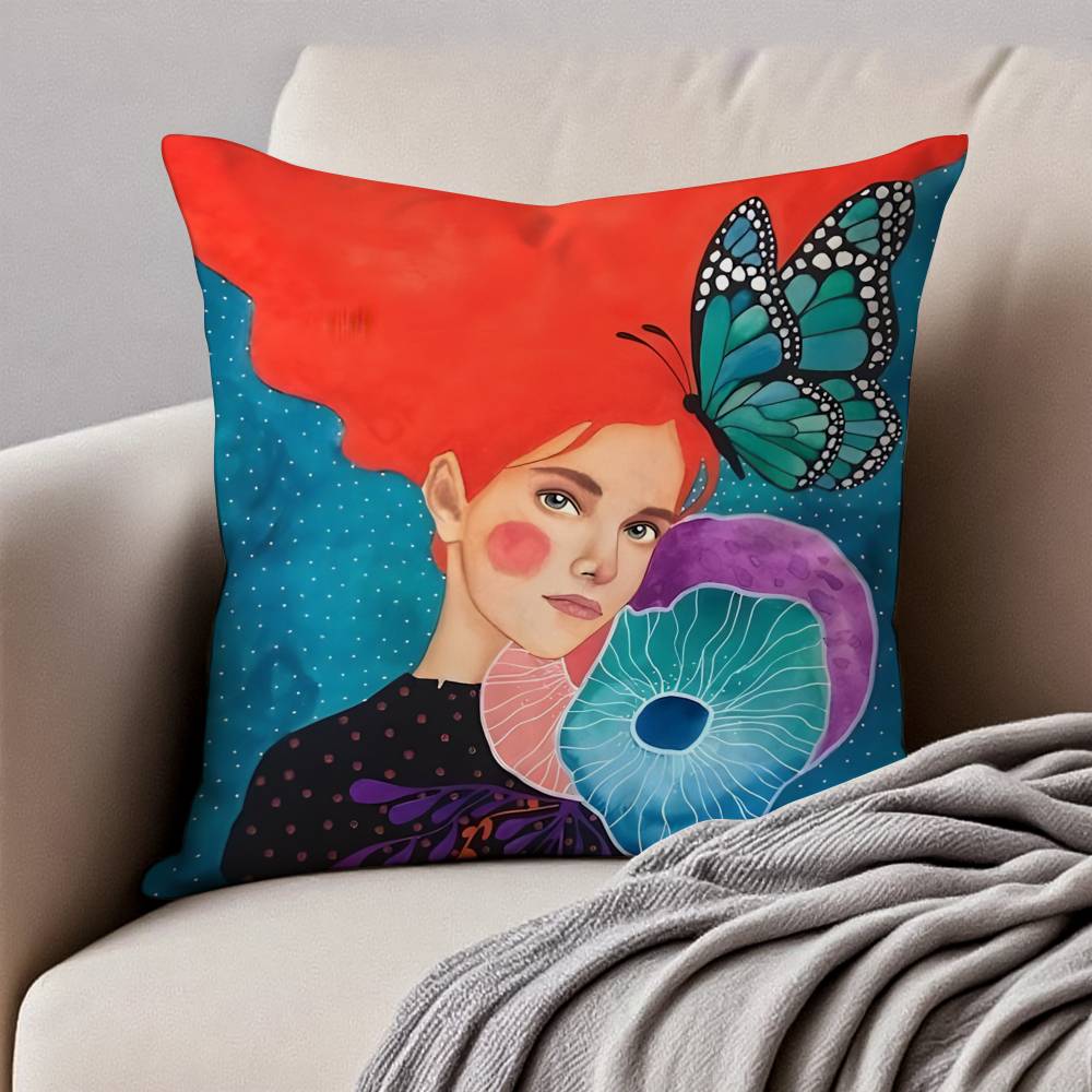 H-Hulya O-Ozdemir POSZEWKA NA PODUSZKĘ ART Przeciwroztoczowa Poszewka na poduszkę Niewidoczny zamek Jedwabisty Krótki plusz Pokrowiec na poduszkę do sofy