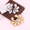 Light Luxury Glossy Tandem Water Drop Petal Personalized Stud Earrings Exaggerated Cold Wind Left and Right High-end Feeling