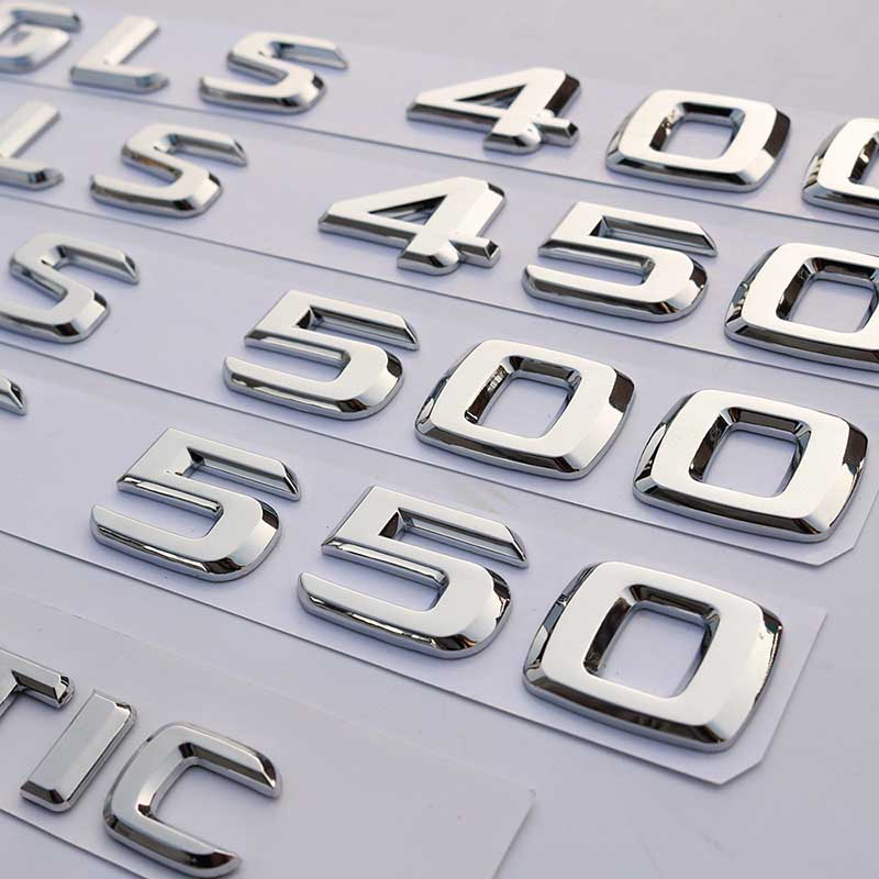 ABS 3D Chrome Letters For Car Emblem Logo Stickers Mercedes Benz GLS 63 AMG 400 450 500 550 580 X167 X166 Accessories QT1