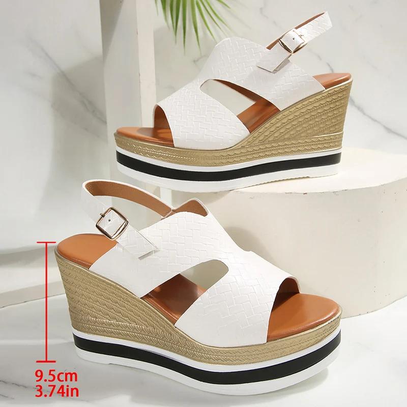 Gold Silver Wedge Heels Sandals for Women Summer Chunky Platform Gladiator Shoes Woman Fashion Thick Bottom Back Strap Sandalias