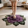 Yousheng Floral Plush Floor Mat 3D Optical Illusion Flower Rug Non-Slip Water-Absorbent Bath Mat for Living Room Bathroom Kitchen