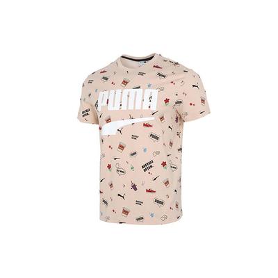 Awareness Aop Tee With Sports Letter Print Men Tops Apricot 532033-68
