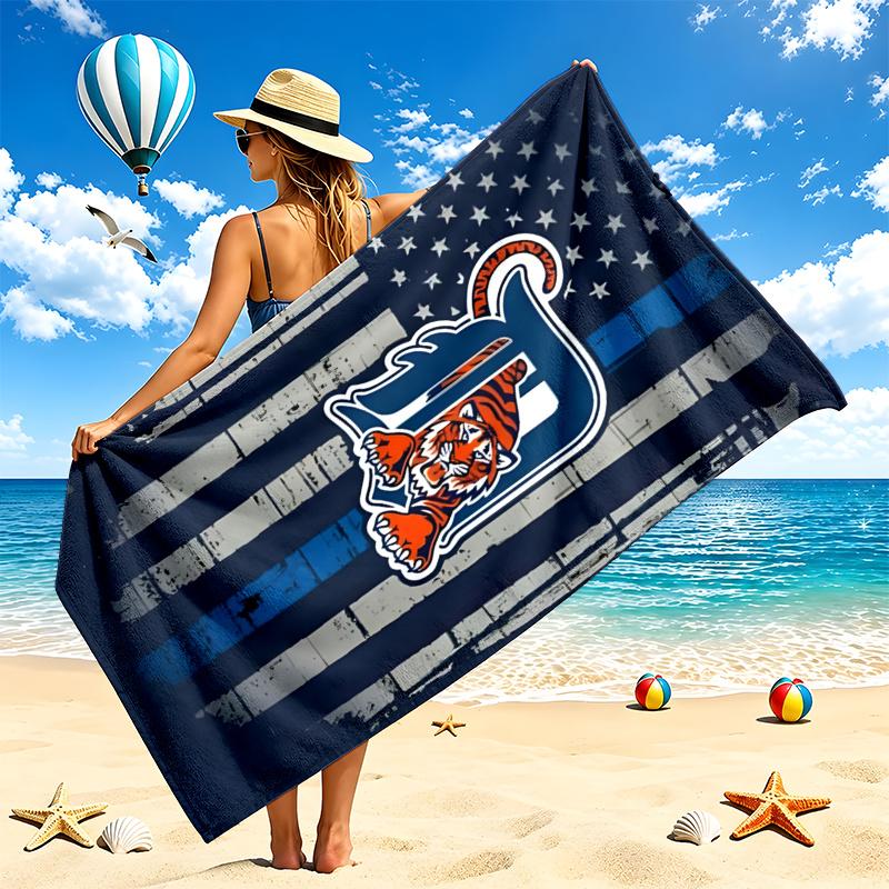 Detroit Tigers Beach Towel Quick Dry Soft MicrofiberSand Resistant Oversized Cabana Bath Sheet for Swimming Pool Travel Gift