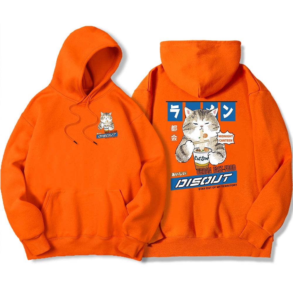 Japanese Harajuku Noodle And Sushi Cat Male Hoody Harajuku Sweatshirt Fashion Warmhooded Autumn Warm Oversize Streetwear