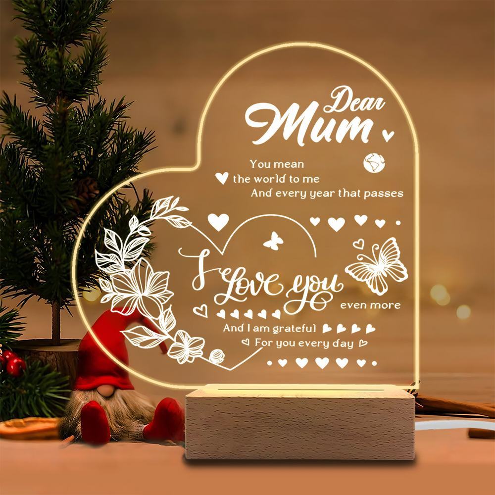 

1PC Acrylic Luminous Ornament Photography Accessories, USB Base, Mom Gift, Mother s Day Figurines Plastic чистый