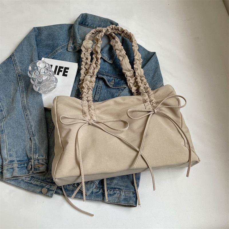 Fashion Pleated Large-capacity Bag Women's 2025 Spring and Summer New Korean Version Simple Casual Tote Bag Commuter Shoulder Bag