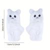Women Plush Warm Glove Fur Lovely Rabbit Cat Mittens Flip Fingerless Gloves Soft Girls Thick Gloves Flexible Half Finger Winter