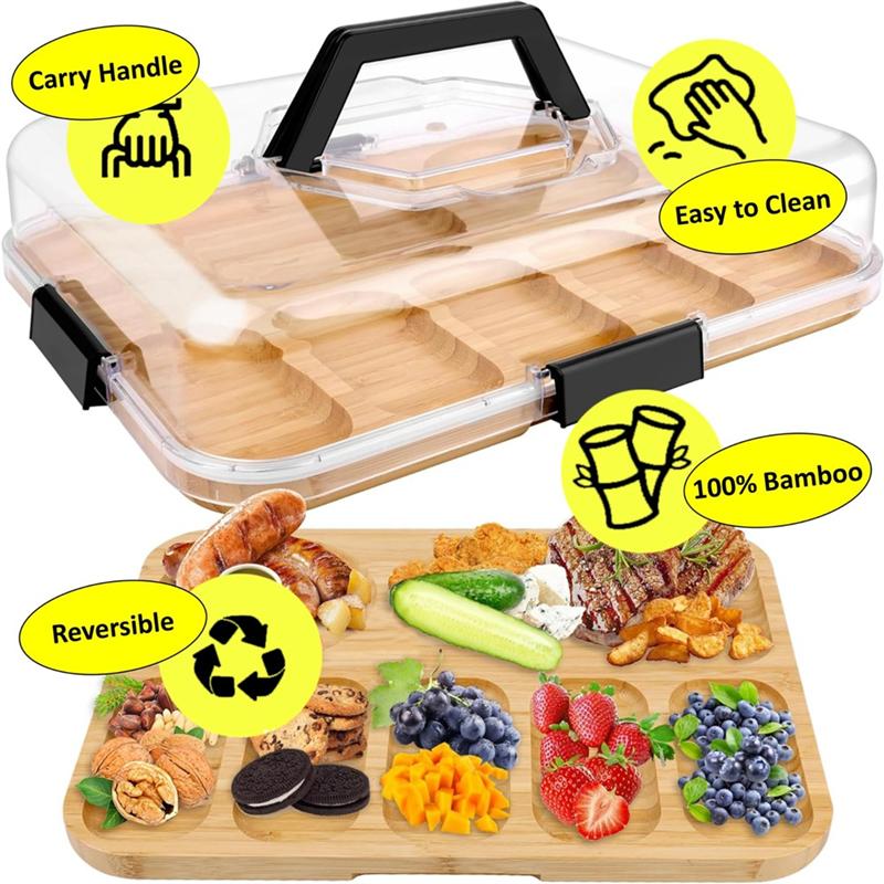 

A25F-Travel Portable Charcuterie Boxes With Clear Lid, Charcuterie Board Cheese Board Cutting Boards For Kitchen Newhome Gift