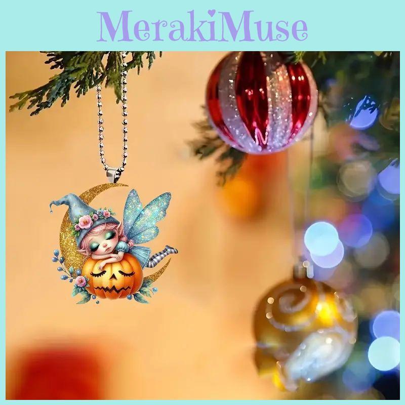 Festive Cartoon Acrylic Pumpkin Hanging Decoration For Car Interior Halloween Decor