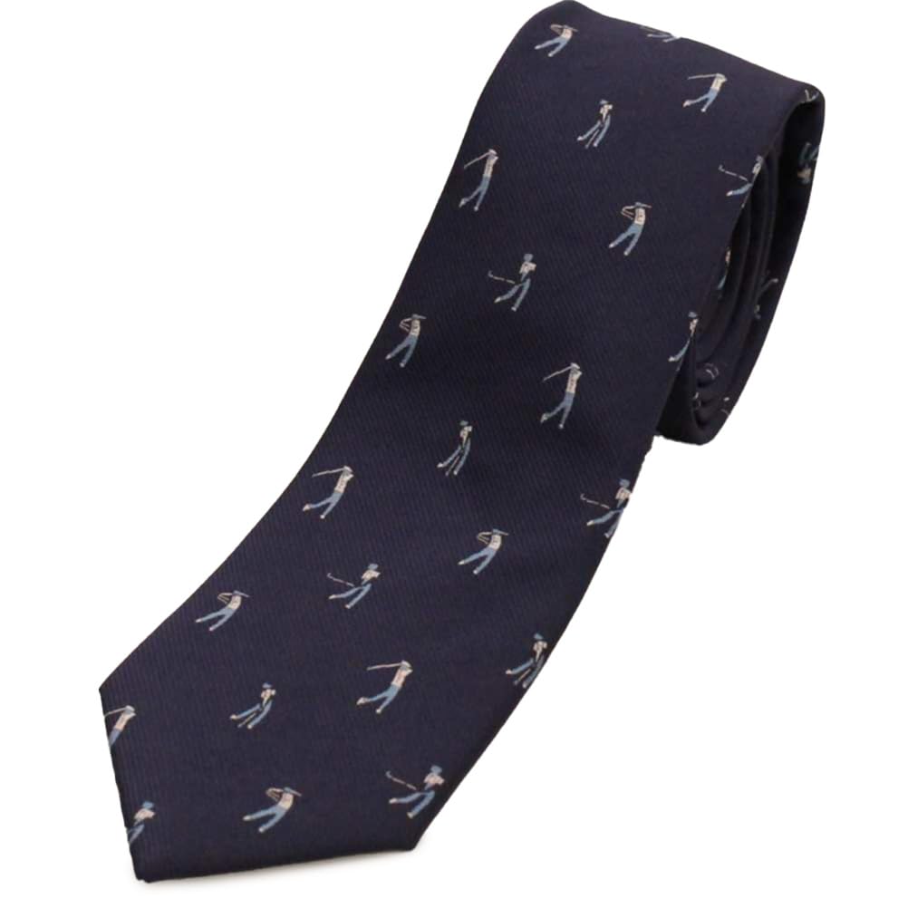[CUFFSMANIA] Navy Blue Golf Tie - A unique and interesting pattern for golfers and golf enthusiasts.