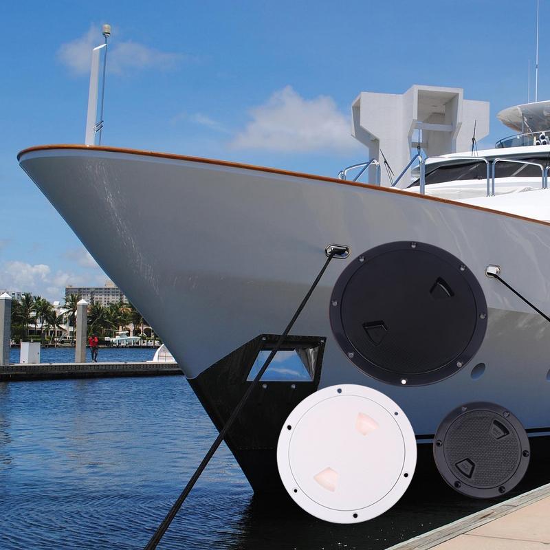 ABS Plastic Round Non-Slip Inspection Hatch Cover - 4''/6''/8'' Screw-Out Access Hatch with Detachable Cover for Kayaks & Yachts