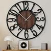 Large Wall Clock for Living Room Decor- 32 Decorative Antique Silent Little Ticking Battery Operated Black Metal Wood Clocks Fo