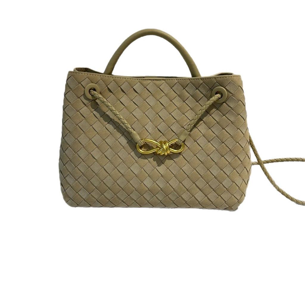 Gewebte Tasche Wildledertasche Mattiertes Rindsleder Großes Fassungsvermögen Pendler Vielseitig Tragbar Schulter Unterarm Crossbody Tragetasche Damen