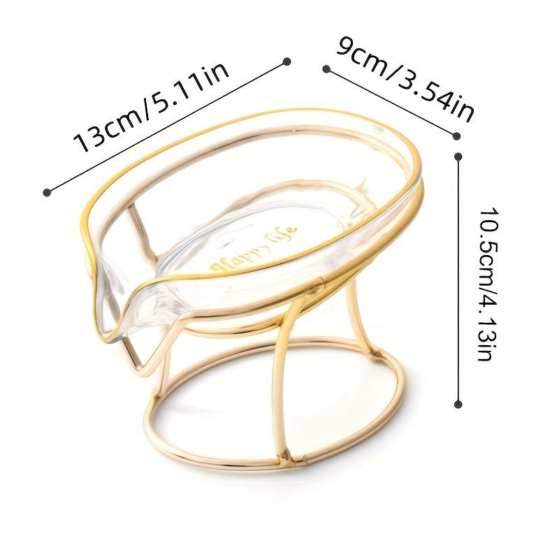 

1 шт. Элегантная мыльница золотистого тона с дренажем - Без сверления, прочный пластиковый держатель в стильном зелено-прозрачном дизайне для ванной и кухни прозрачный
