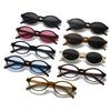 SHAUNA Fashion Small Oval Sunglasses Women Shades UV400 Retro Punk Men Leopard Blue Sun Glasses