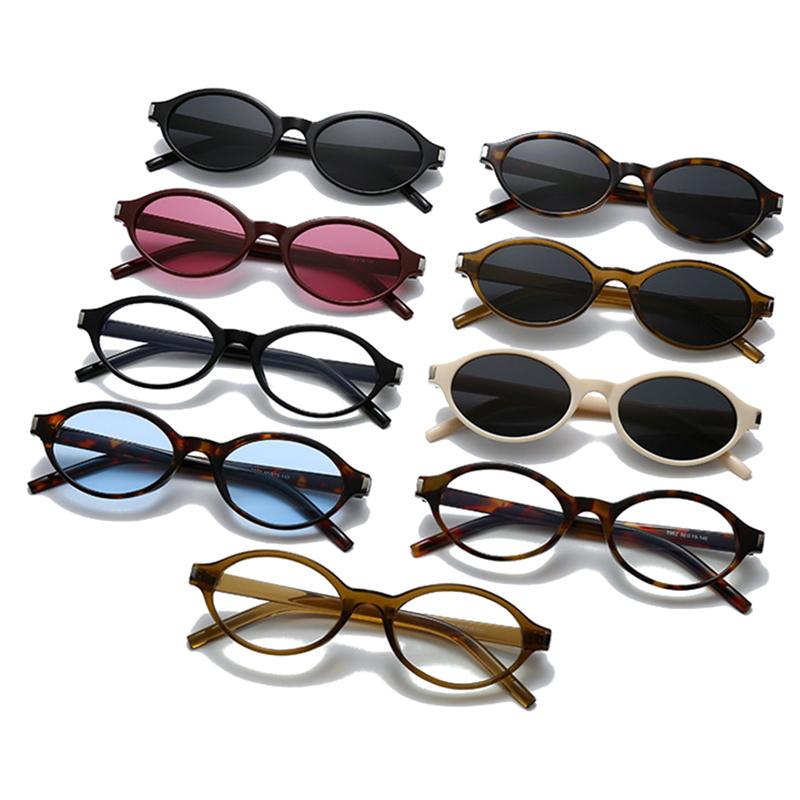 SHAUNA Fashion Small Oval Sunglasses Women Shades UV400 Retro Punk Men Leopard Blue Sun Glasses
