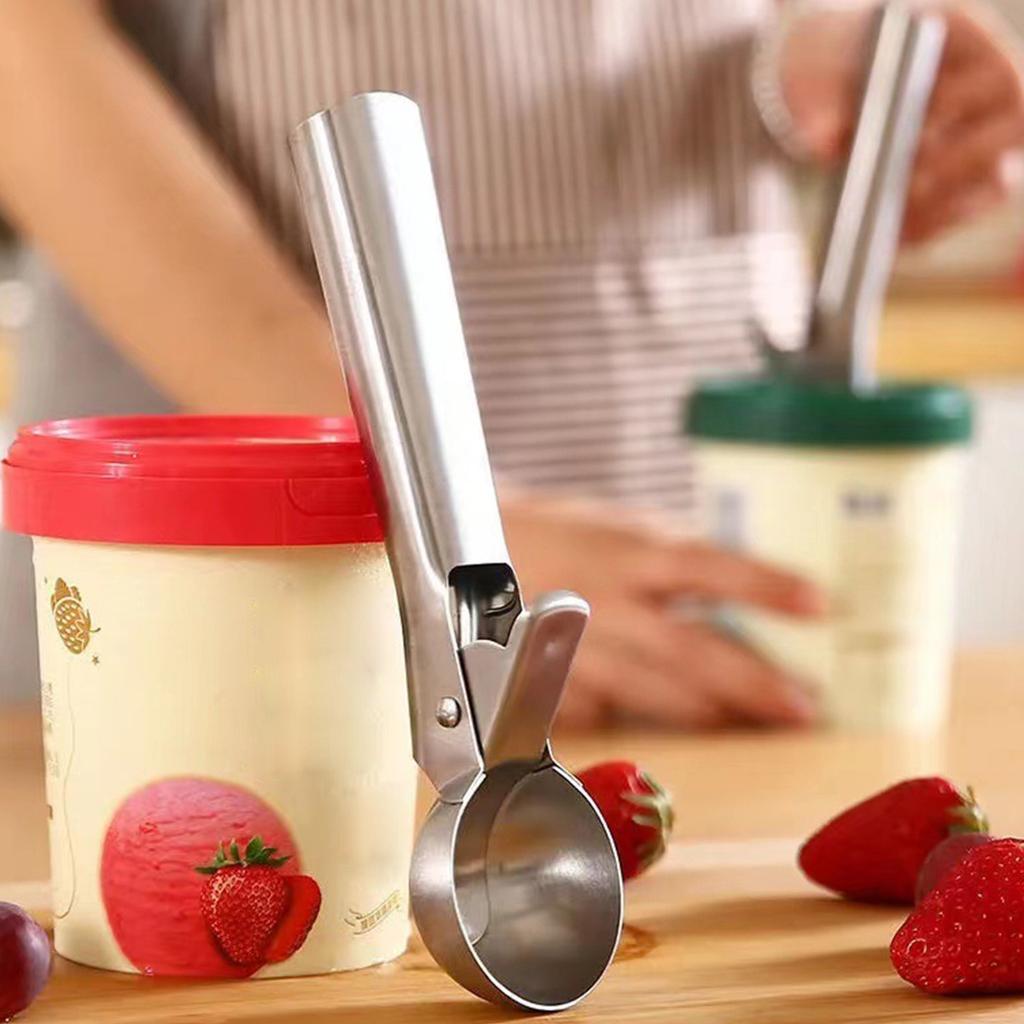 Edelstahl Eisportionierer Fruchtkugelausstecher Eisportionierer Eisportionierer Schneeballformer kreativer Dessertlöffel