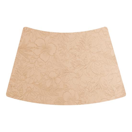 Artificial Leather Placemats Oil Resistant Chinese Style Engraved Flower Pattern Fan-Shaped Placemats Dining Table Decor