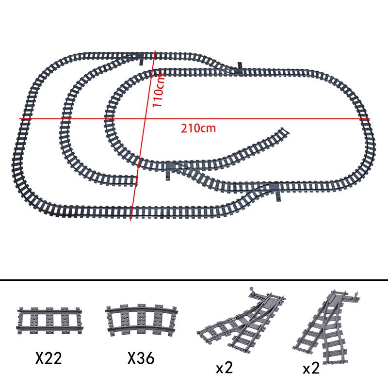 City Trains Bridge Flexible Switch Railway Tracks Rails Electric Crossing Forked Straight Curved Building Block Bricks Toys