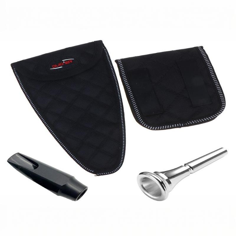 Portable Brass Mouthpiece Storage Pouch Bag 4 Soft Compartments Fit Trombone Euphonium Trumpet for Gift Giving